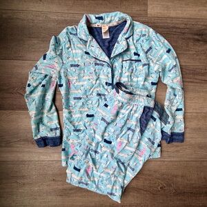 MUNKI MUNKI Women's 2 Piece Flannel Pajamas Wiener Dog Dauschunds EUC